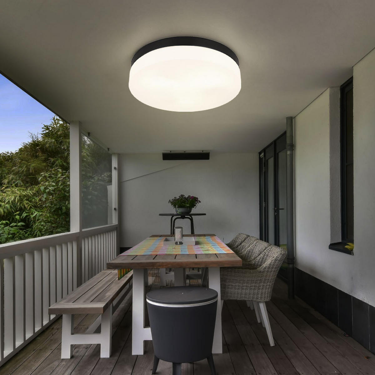 LED DECKENLEUCHTE Alu Glas Schwarz - Schwarz, Glas (30/30/6.5cm) - Globo Lighting