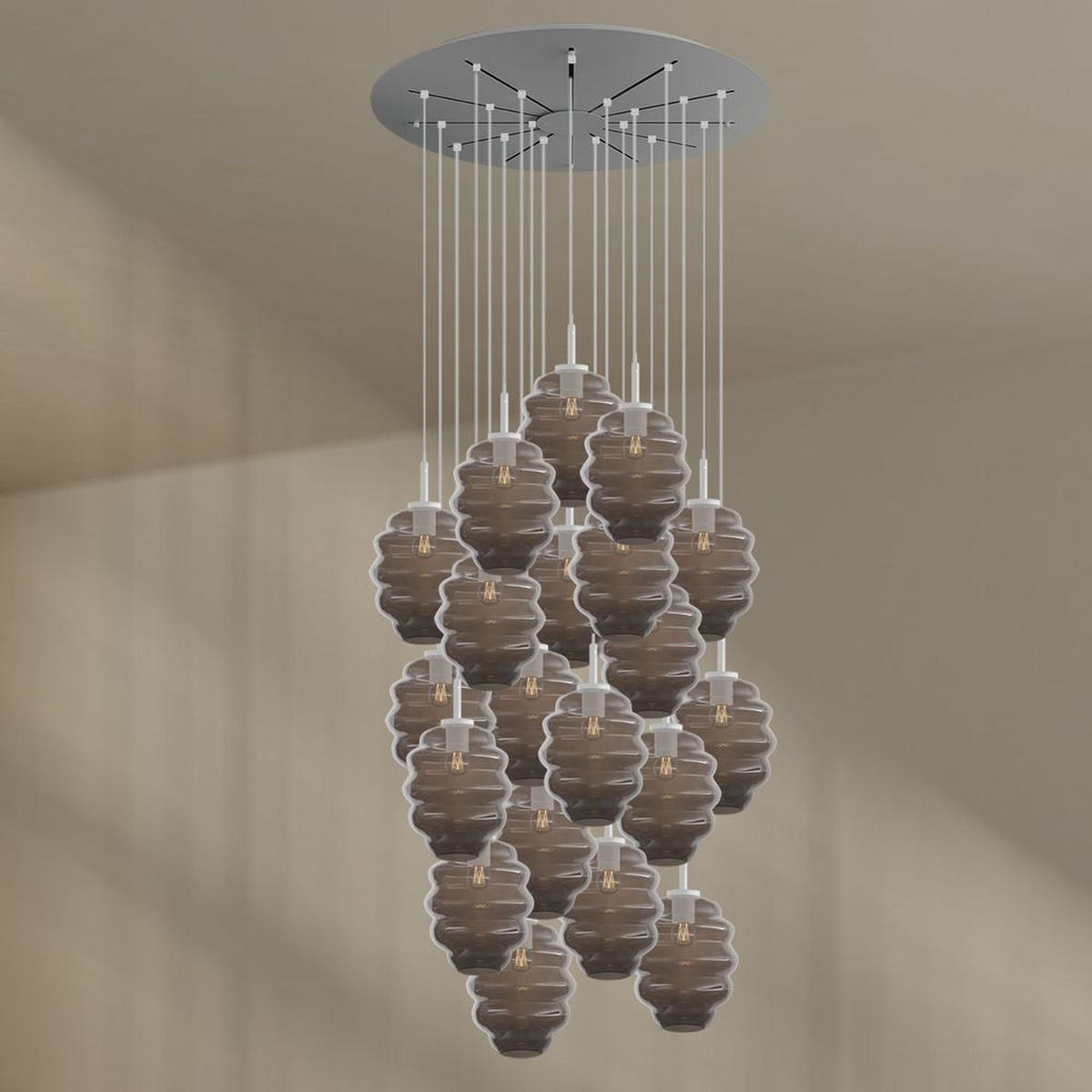 GALERIELEUCHTE Echos 20-flammig Braun Ø 25cm - Braun/Weiß, Glas (25/25/28cm) - s.luce