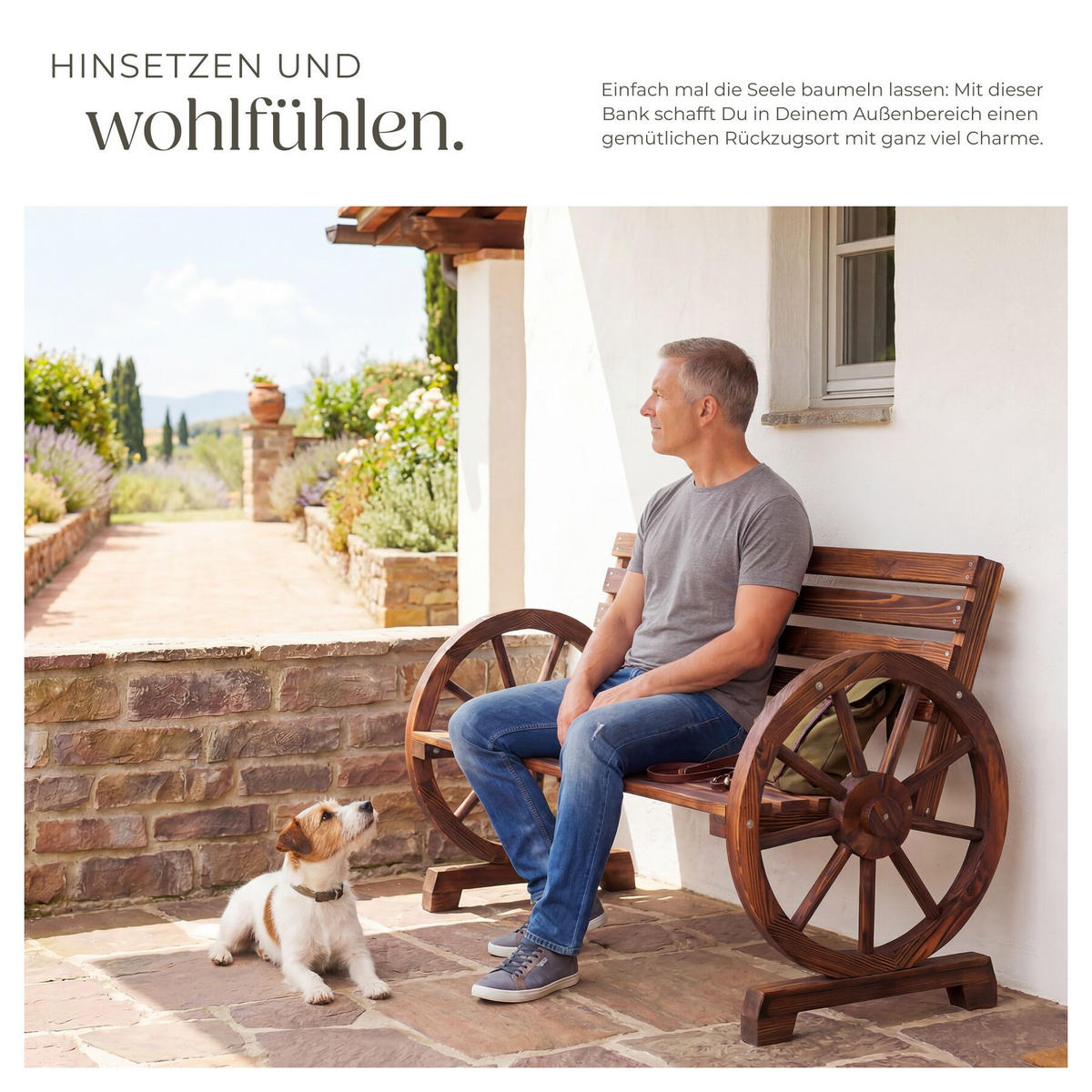 GARTENBANK Howdy, Belastbarkeit 320 kg, braun - Braun, Holz (106/78/55cm) - tectake