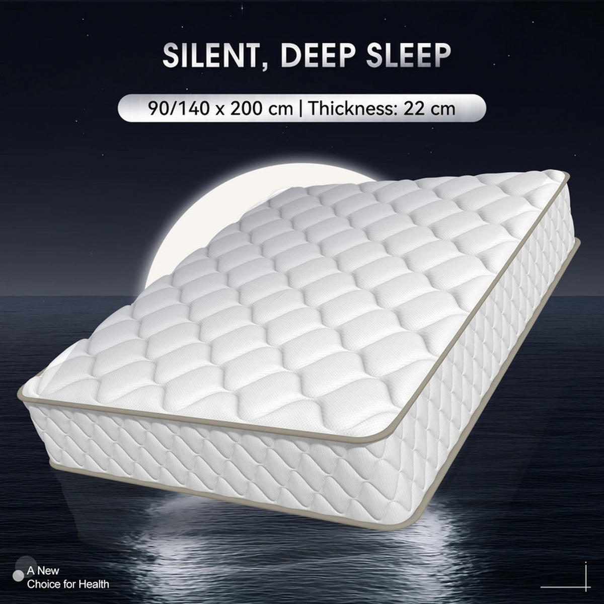 TASCHENFEDERKERNMATRATZE 90/200 cm, Höhe ca.: 22 cm, 7-Zonen - Weiß, Textil - Coonoor