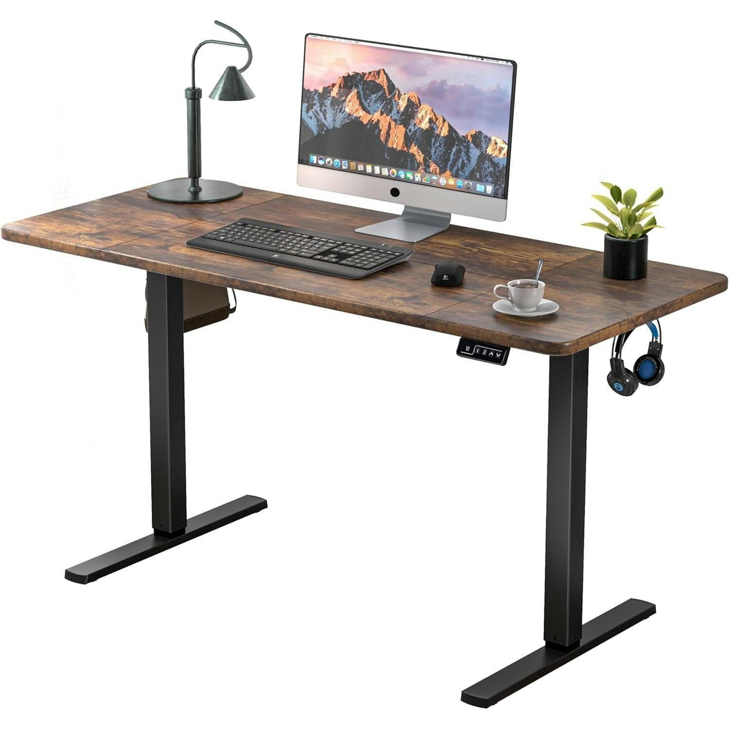 SCHREIBTISCH höhenverstellbar elektrisch 140 x 60 cm Braun - Braun, Holzwerkstoff (140/60/118cm)