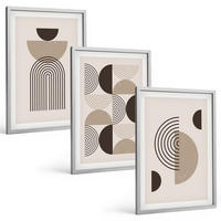 BILDER SET 3er Set - 40x60 cm Silberner Rahmen - Abstrakte Minimalismusmuster - Silberfarben, Kunststoff (40/60cm) - TULUP