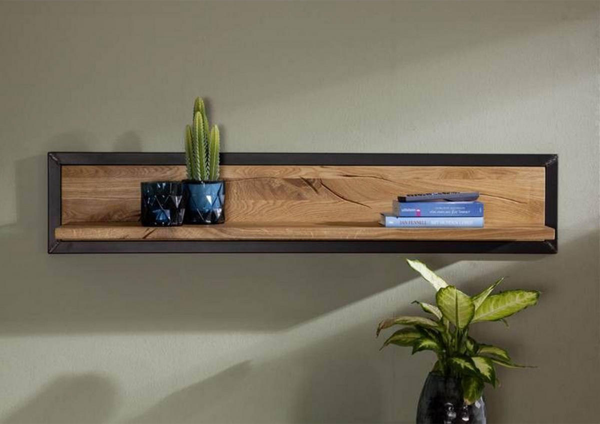 WANDREGAL Wildeiche 120x22x24 natur geölt VILLANDERS #116 - Naturfarben, Holz (120/24/22cm) - Massivmoebel24