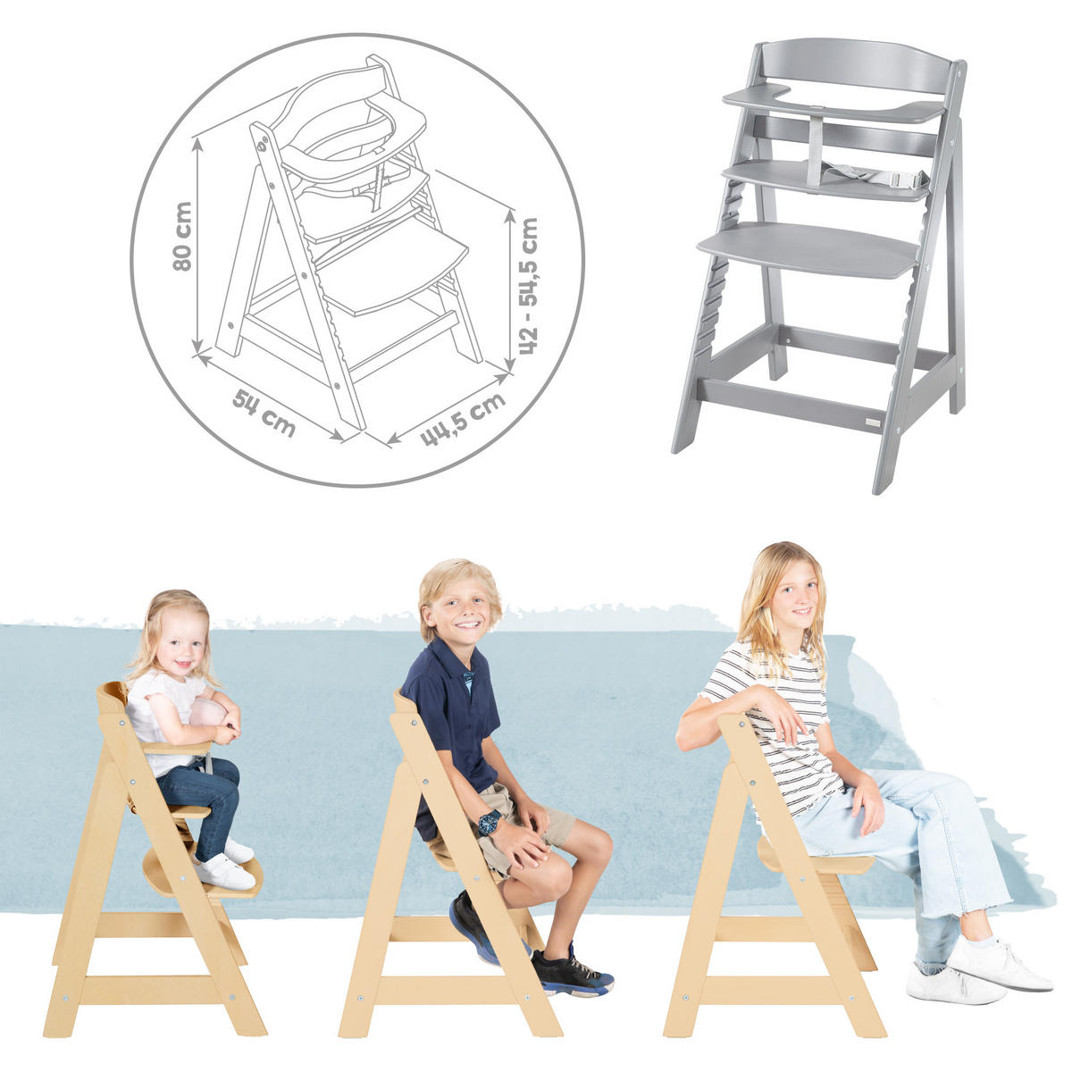 BABYHOCHSTUHL Born Up Luxe mit Neugeborenenaufsatz Taupe - Taupe, Holzwerkstoff/Textil (46/94/66.5cm) - Roba