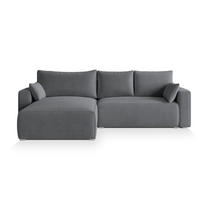 ECKSOFA FORIL P Grau Kordstoff mit Schlaffunktion - Grau, Holz (265/178cm) - MASSENO