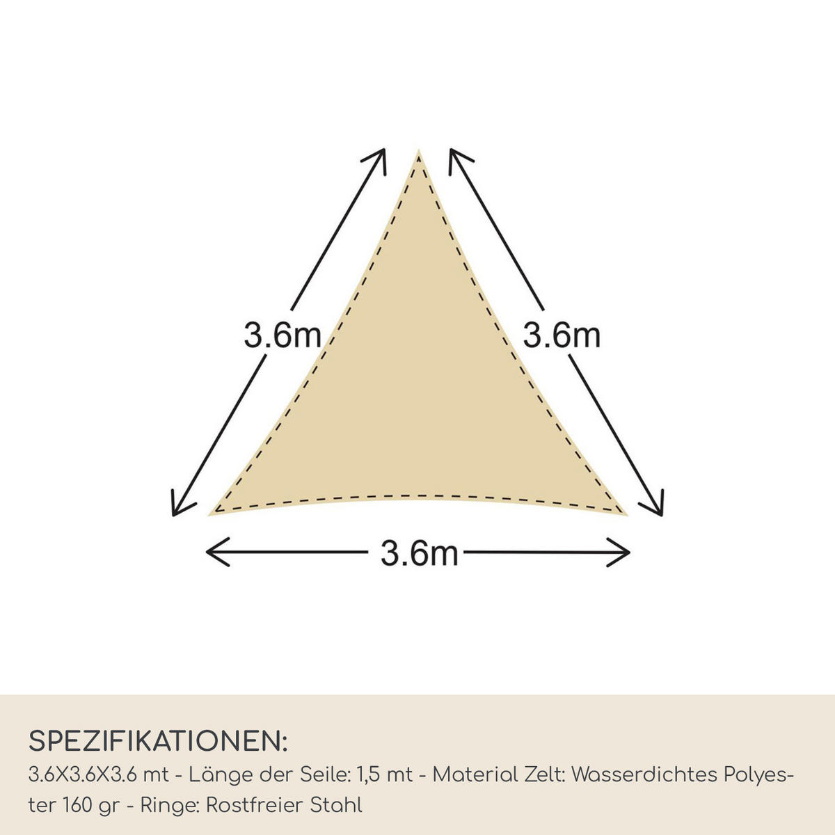 SONNENSEGEL Creme Weiß 360/360/1 cm - Weiß, Kunststoff (360/360cm) - Mobili Rebecca