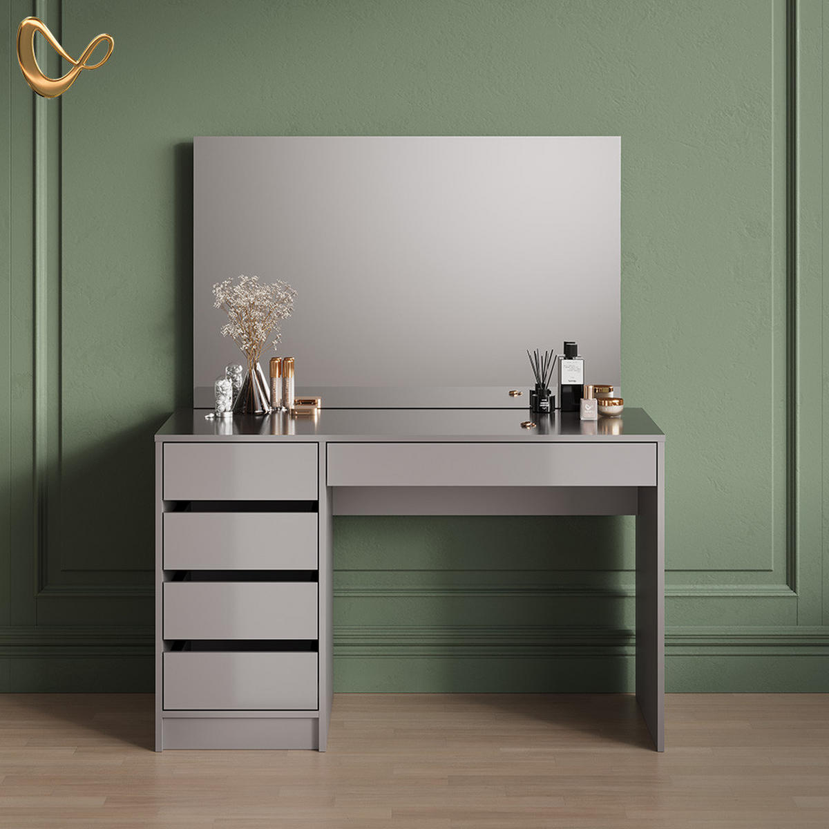 SCHMINKTISCH Imola Grau 120 cm - Grau, Holzwerkstoff (120/75/55cm) - Livinity®