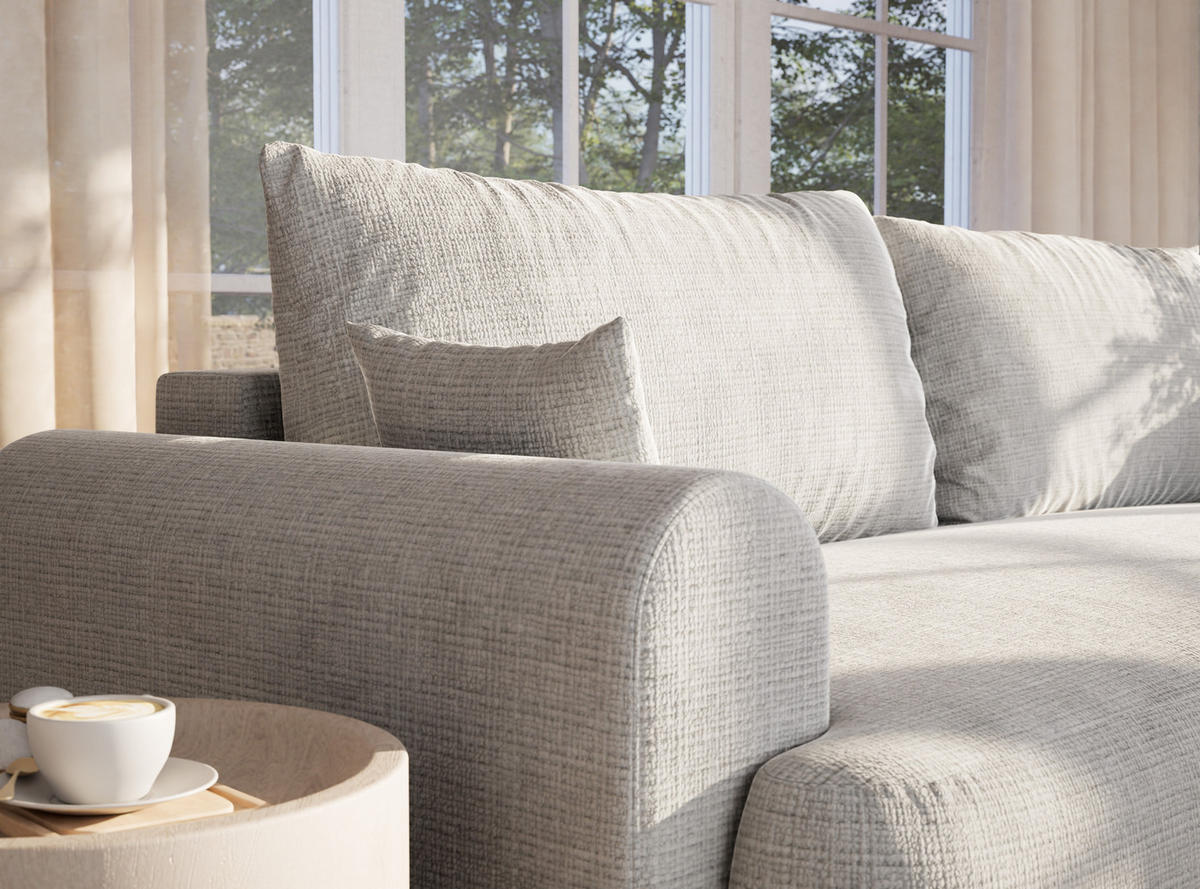 SOFA MIT SCHLAFFUNKTION Toluca Grau Chenille-Stoff - Schwarz/Grau, Holz/Holzwerkstoff (247/69/104cm) - Maison de Reve