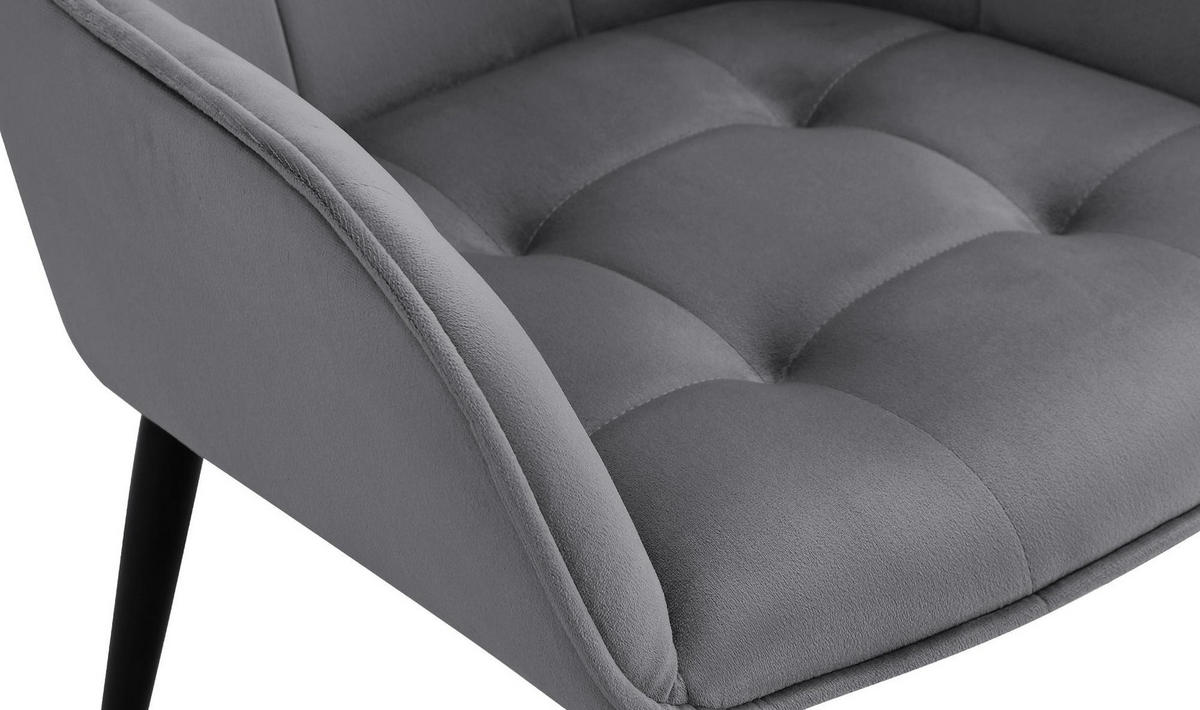 ESSZIMMERSTUHL 2er Set Samt Dunkelgrau - Dunkelgrau/Schwarz, Textil/Metall (58/86/62cm) - CLP