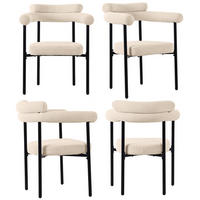ARMLEHNSTUHL-SET DE-35564 4 Stück mit Wildlederbezug Creme - Beige, Metall (62/84/70cm) - ComfortXL