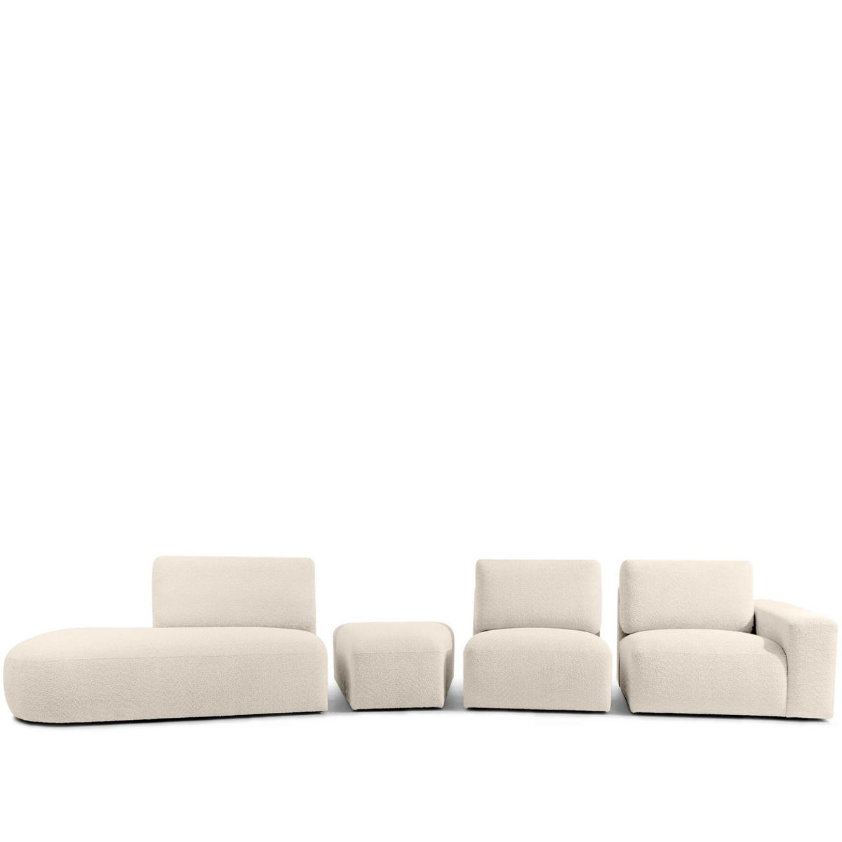 5-SITZER ECKSOFA ZUCCO Boucle links, Cremeweiß - Creme, Textil (430/84/105cm) - KONSIMO®