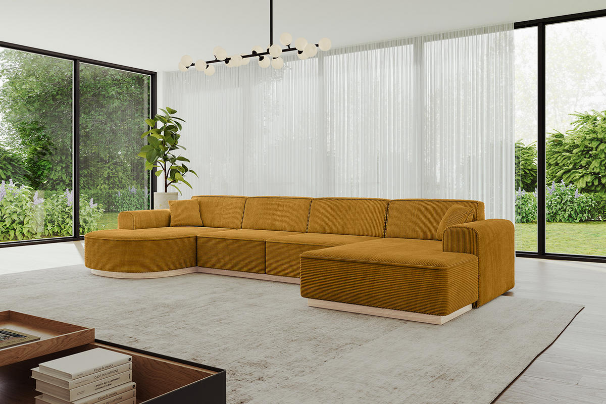WOHNLANDSCHAFT ARRIO-U2 303x171x83 cm Currygelb - Currygelb, Holzwerkstoff/Textil (388/83/171cm) - ALTDECOR