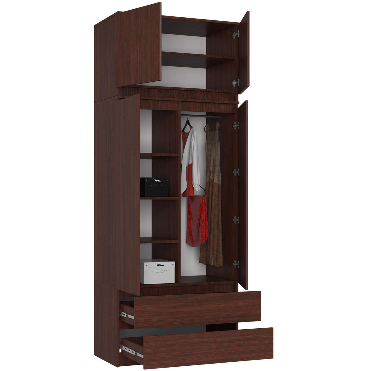 KLEIDERSCHRANK Dunkelbraun 234/90/51 - Dunkelbraun, Holzwerkstoff (90/234/51cm) - RAUMHIRSCH FURNITURE