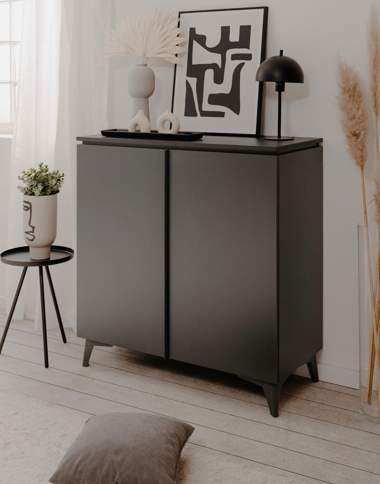 Furn.Design Kommode Grau, Schiefer 88x92x40 cm