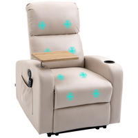 MASSAGESESSEL DE-06357 mit Klapptisch, 8 Massagepunkte, 145° neigbar Beige - Beige, Metall (93/105/77cm) - ComfortXL
