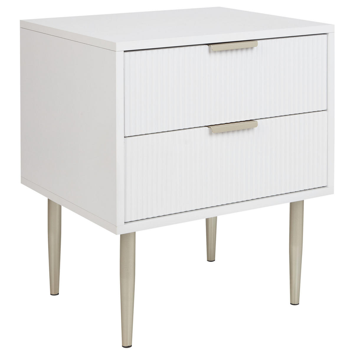 NACHTTISCH weiß/gold 2 Schubladen Soho - Goldfarben/Weiß, Holzwerkstoff (48/55/40cm) - Beliani