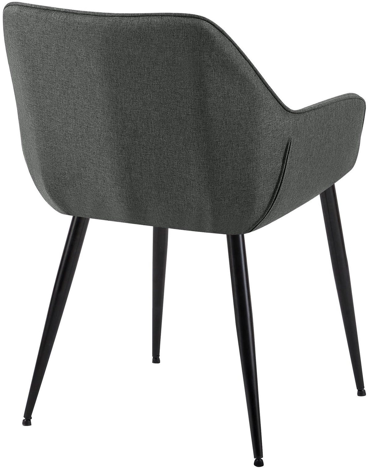ARMLEHNENSTUHL 2er Set Stoff Dunkelgrau - Dunkelgrau/Schwarz, Textil/Metall (52/82/63cm) - CLP