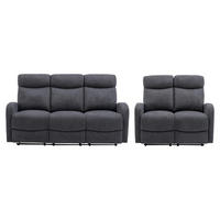 COUCHGARNITUR Relax 3+2 - Stoff - Grau - EVELYN - Grau, Textil (95/100/180cm) - Vente-Unique