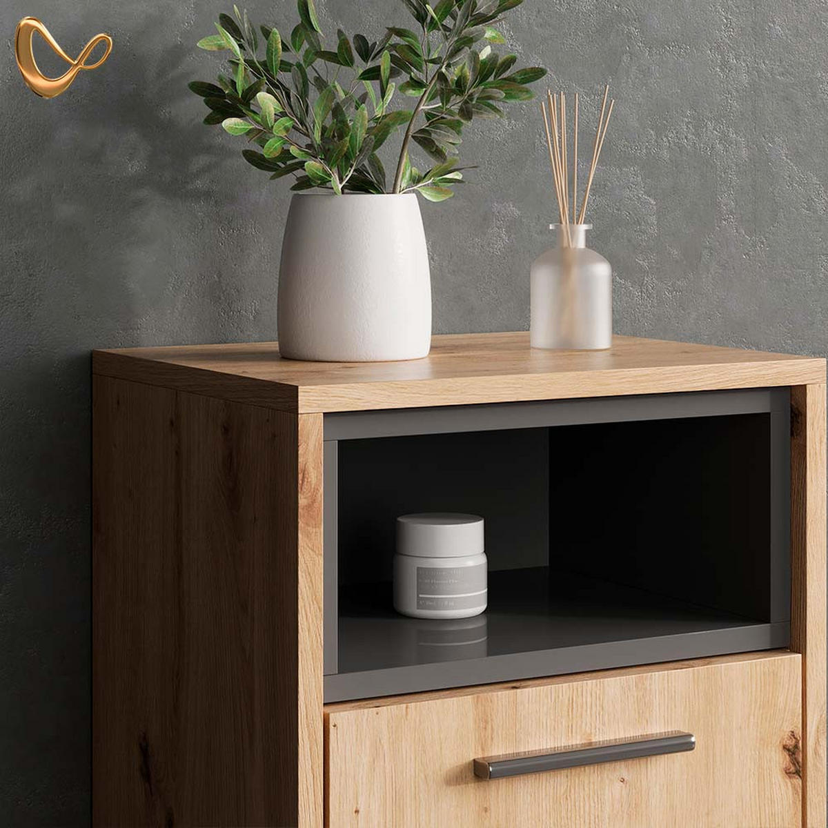 MIDISCHRANK Temo Artisan-Eiche 38 x 93 cm - Eiche Artisan, Holzwerkstoff (38/93/30cm) - Livinity®