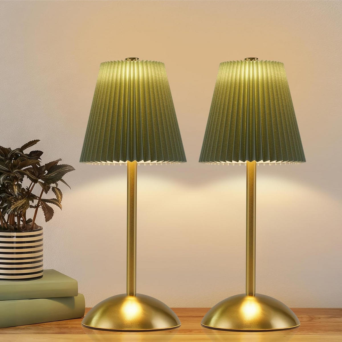 LED-TISCHLEUCHTE BRUCHSAL Ⅲ 12/12/30 cm(2er-set) - Grün, Metall (12/12/30cm) - Nettlife