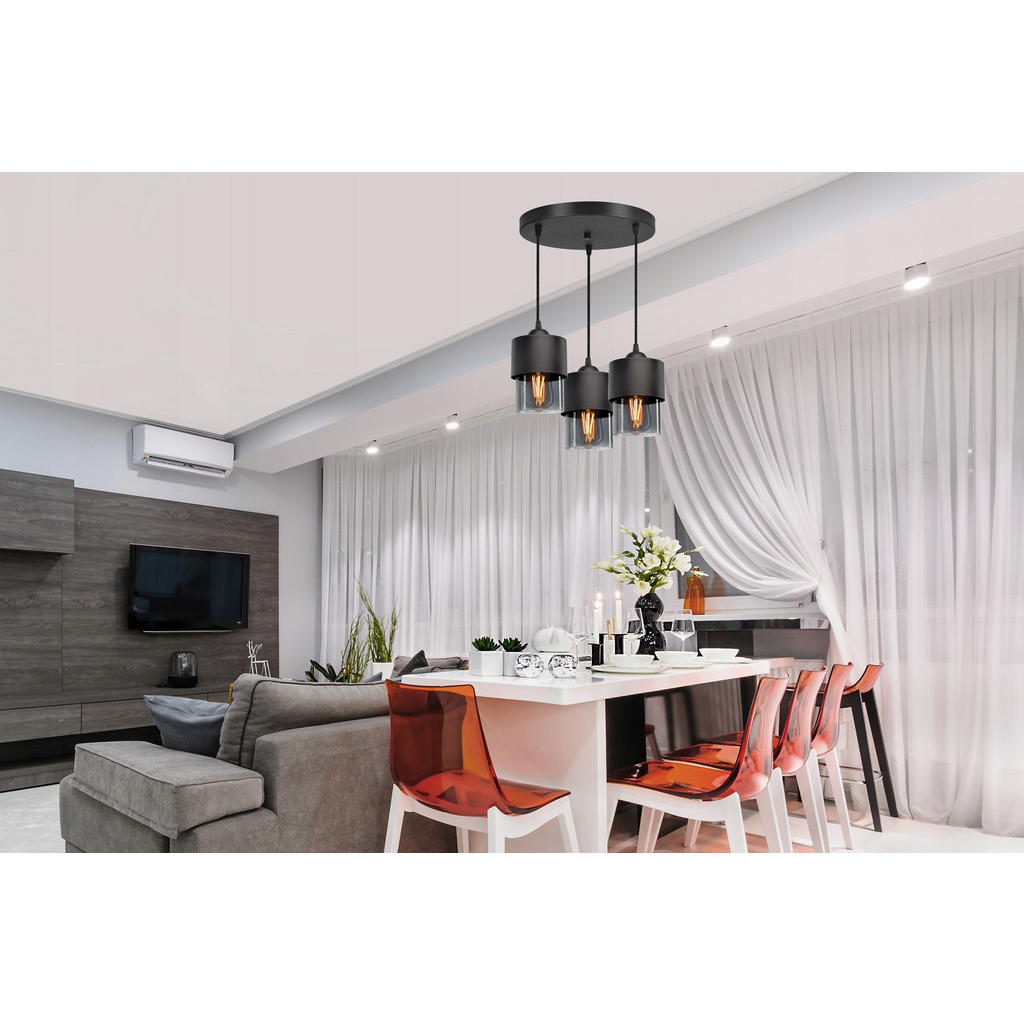 Thumbnail - kiki design Pendelleuchte, Schwarz, Transparent, Anthrazit, Metall, Glas, 35x70x35 cm, Lampen & Leuchten, Innenbeleuchtu...