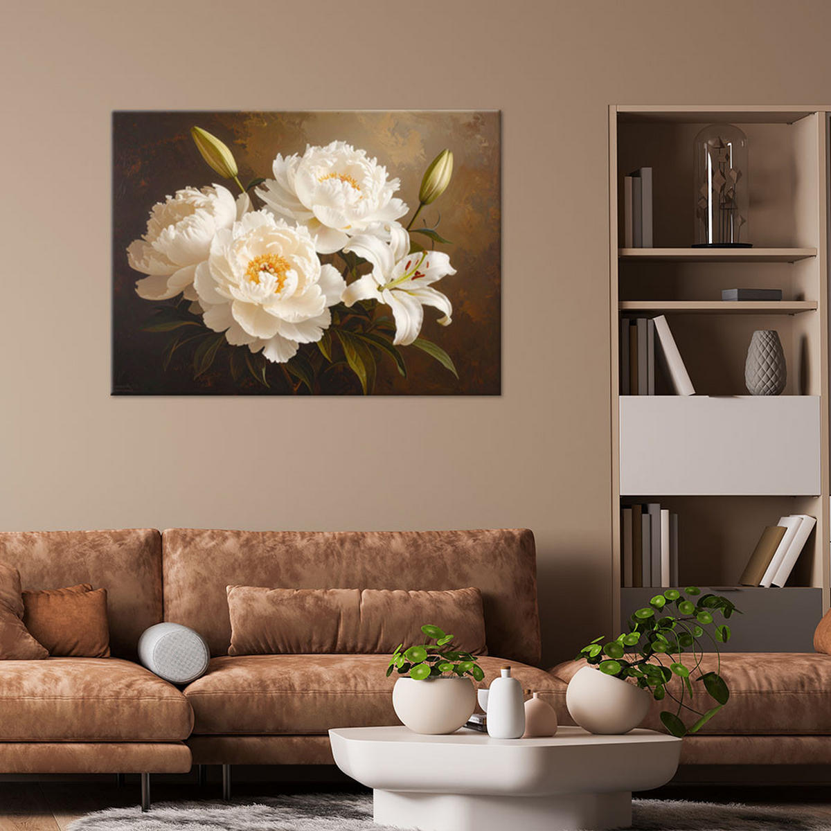 LEINWANDBILD Blumen 120x80cm - Braun, Textil (120/80cm) - Feeby