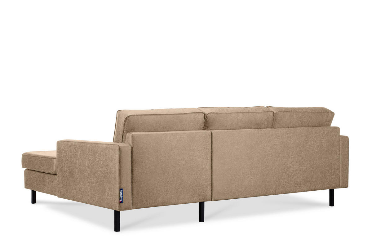 ECKSOFA-RECHTS INVIA mit Armlehnen vintage, Lederoptik-Stoff, beige - Beige/Schwarz, Textil (234/160cm) - KONSIMO®