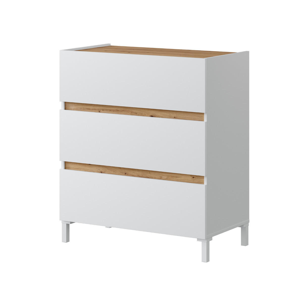 KOMMODE 3 schubladen in eichenoptik und weiß - tempus 79/41/90 cm - Apfelbaumfarben, Holzwerkstoff (41/90/79cm) - Calicosy