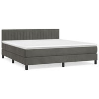 BOXBETT Mit Matratze Dunkelgrau 160/200 Cm Samt - Weiß, Textil (160/200cm) - vidaXL
