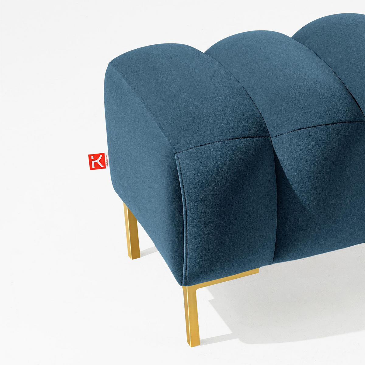 SITZHOCKER Polsterhocker PECCO, Veloursstoff - Goldfarben/Hellgrau, Holz/Textil (160/50/50cm) - KONSIMO®