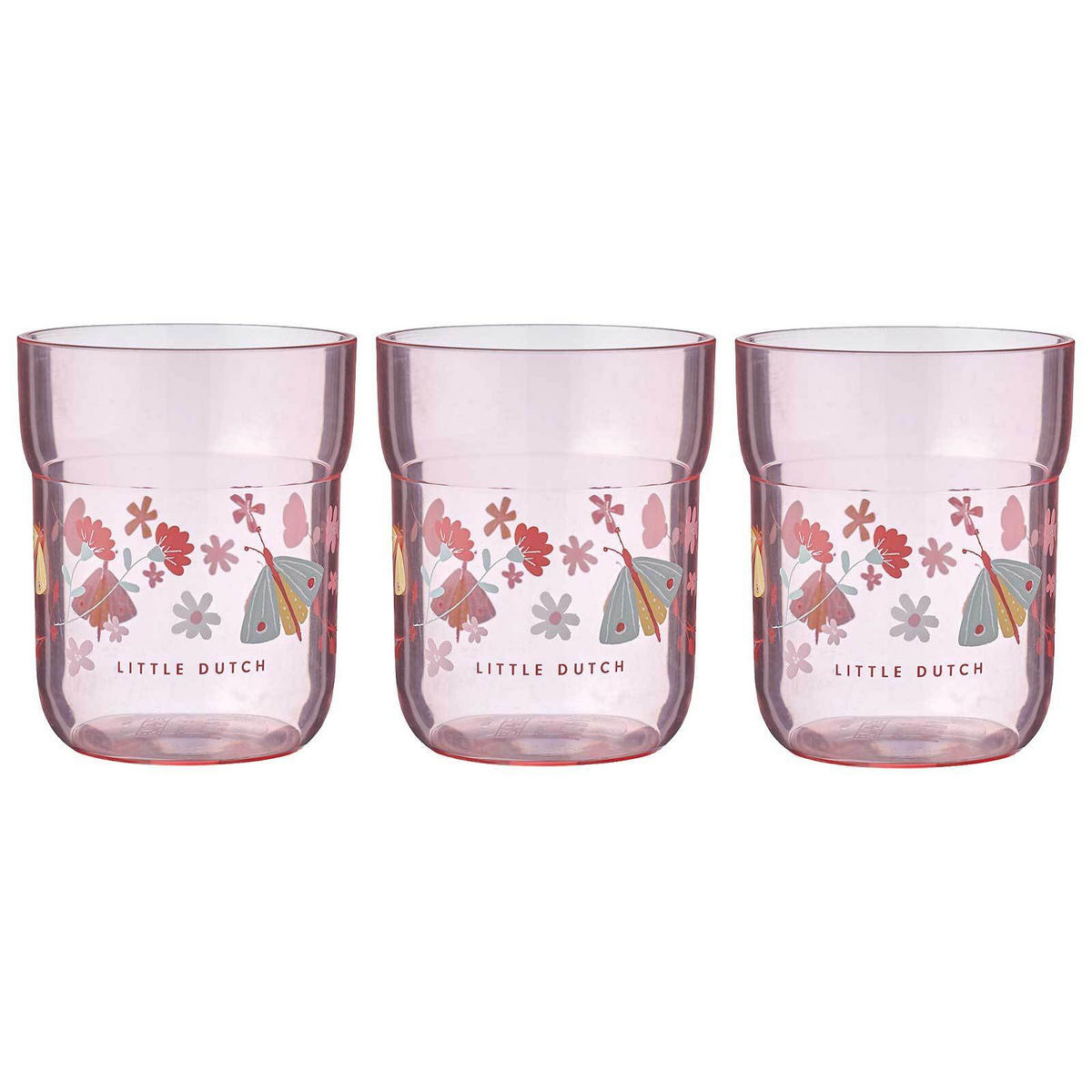 KINDER-TRINKGLÄSER Mio Flowers & Butterflies 250 ml 3er Set - Pink, Kunststoff (0.25L) - Mepal