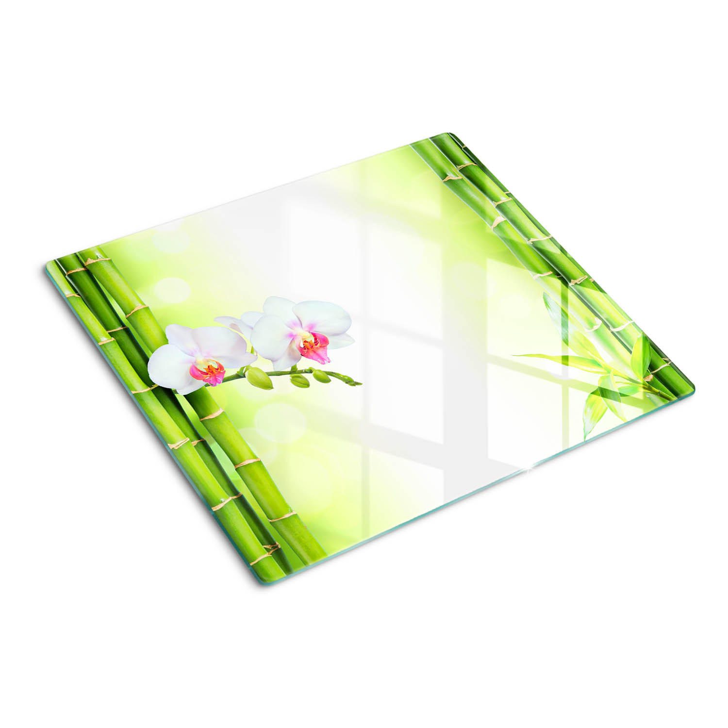 GLASPLATTE 60x52 cm Orchidee und Bambus - Grün, Glas (60/0.4/52cm) - TULUP