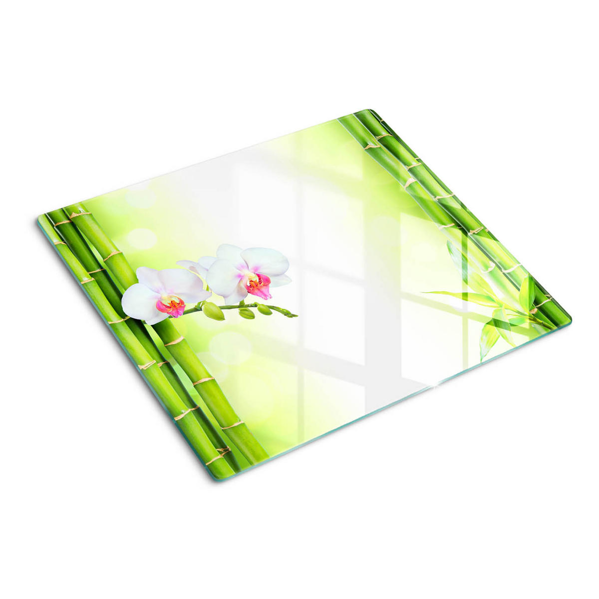 GLASPLATTE 60x52 cm Orchidee und Bambus - Grün, Glas (60/0.4/52cm) - TULUP