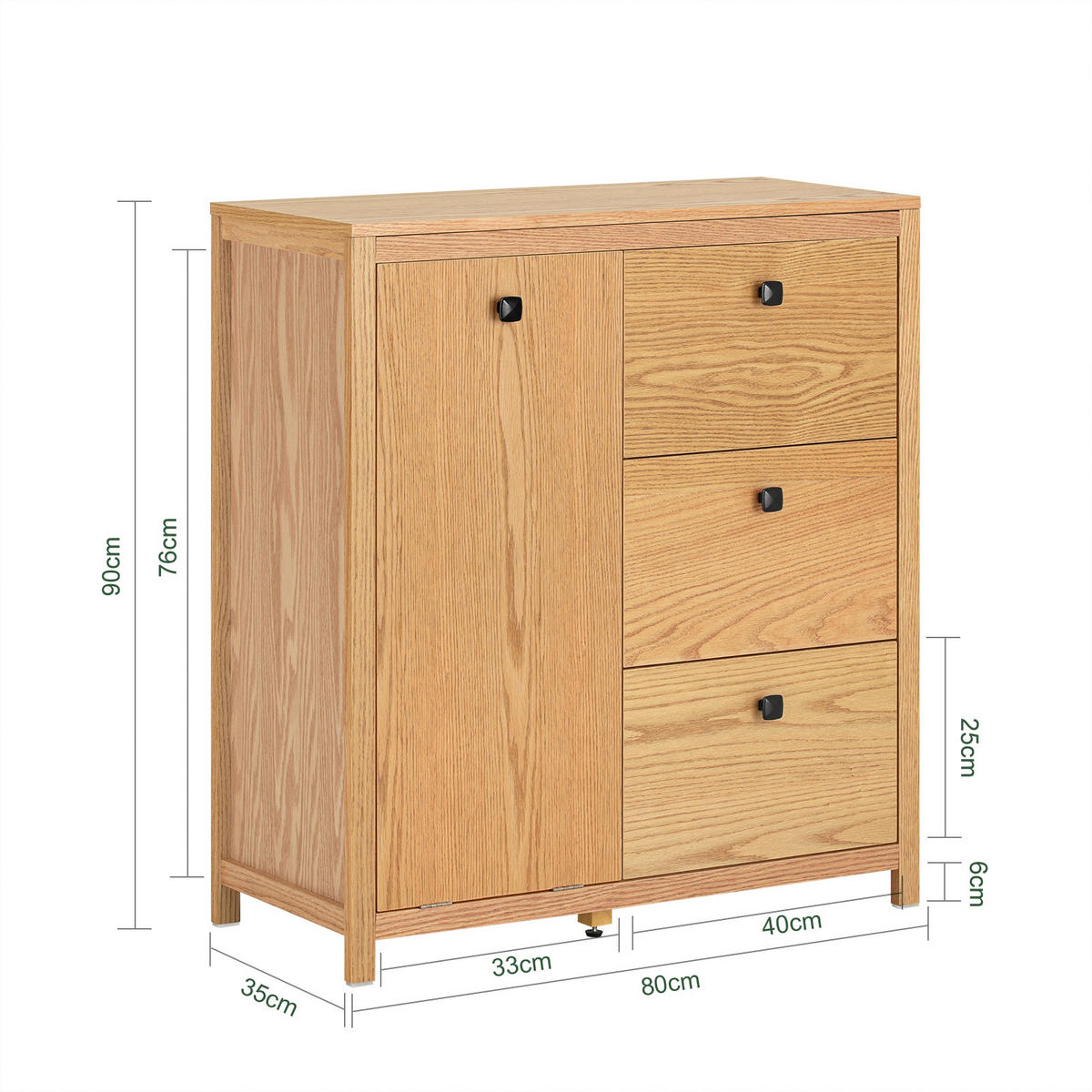 WÄSCHESCHRANK Weiß - Hellbraun, Holzwerkstoff (80/90/35cm) - SoBuy