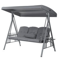 HOLLYWOODSCHAUKEL DESCANSO - Grau, Ohne Regenabdeckung - Grau, Textil/Metall (115/195/198cm) - Home Deluxe