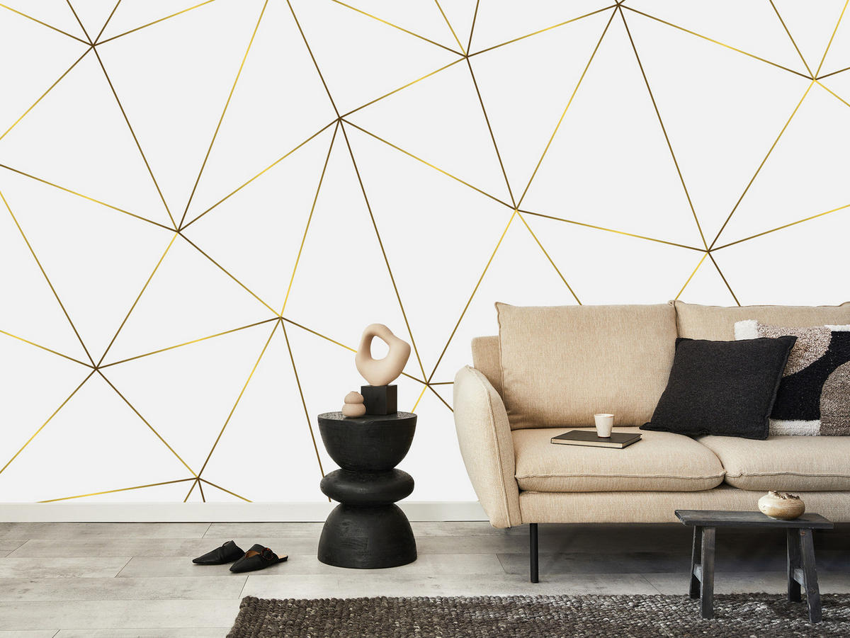 FOTOTAPETE Geometrische Abstraktion Glamour Stil 250x175 - Gelb/Beige, Papier (250/175cm) - Muralo