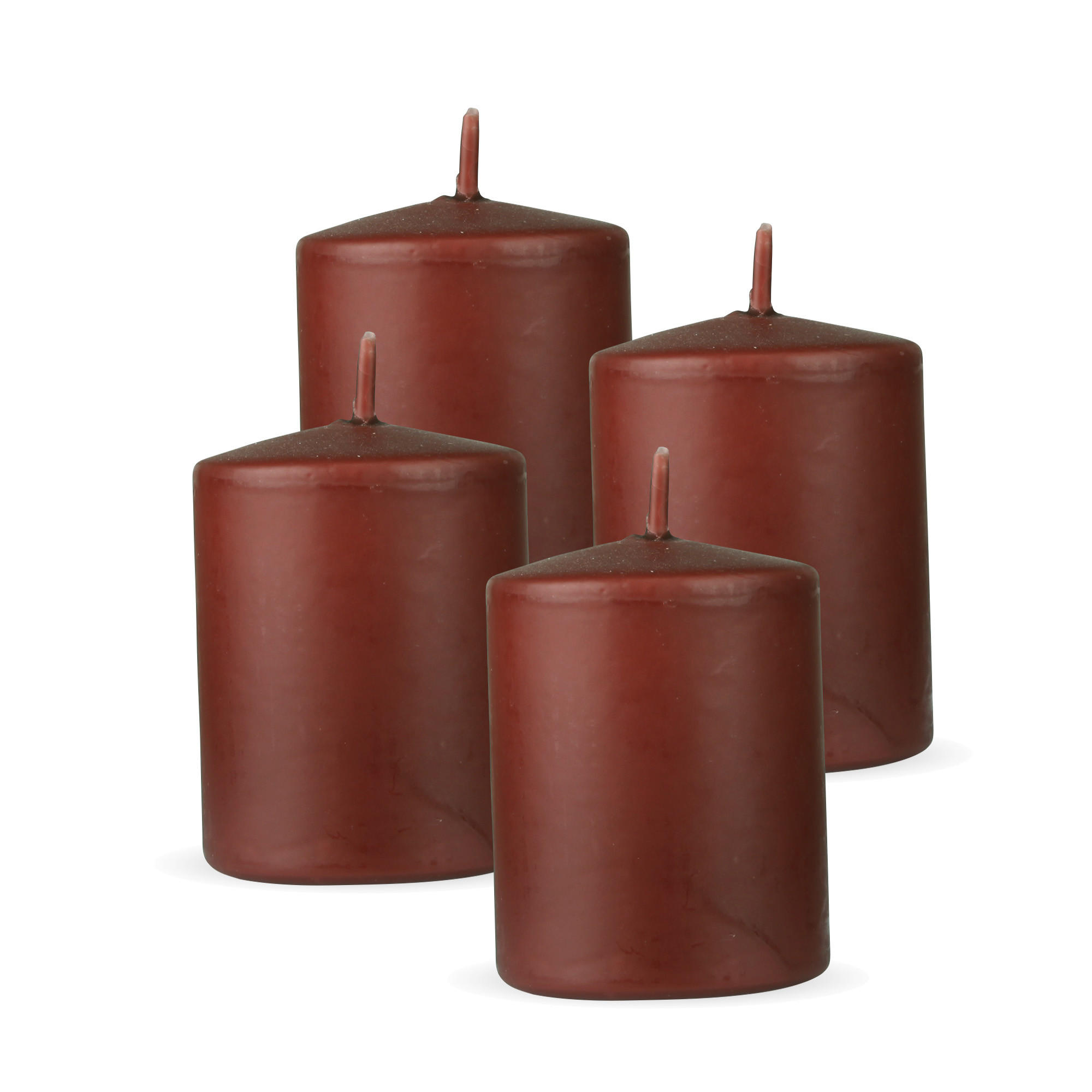 STUMPENKERZEN 4er Pack "Braun", Größe Ø7cm x Höhe: 8 cm - Braun, Naturmaterialien (7/8cm) - Bestlivings