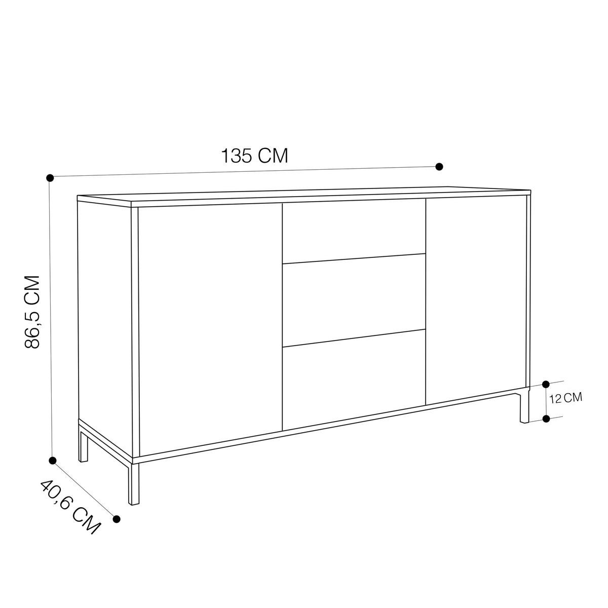 KOMMODE klein Aufbewahrungsschrank mit 3 Schubladen und 2 Türen, Grün - Grün, Holzwerkstoff (135/87/41cm) - Idohome