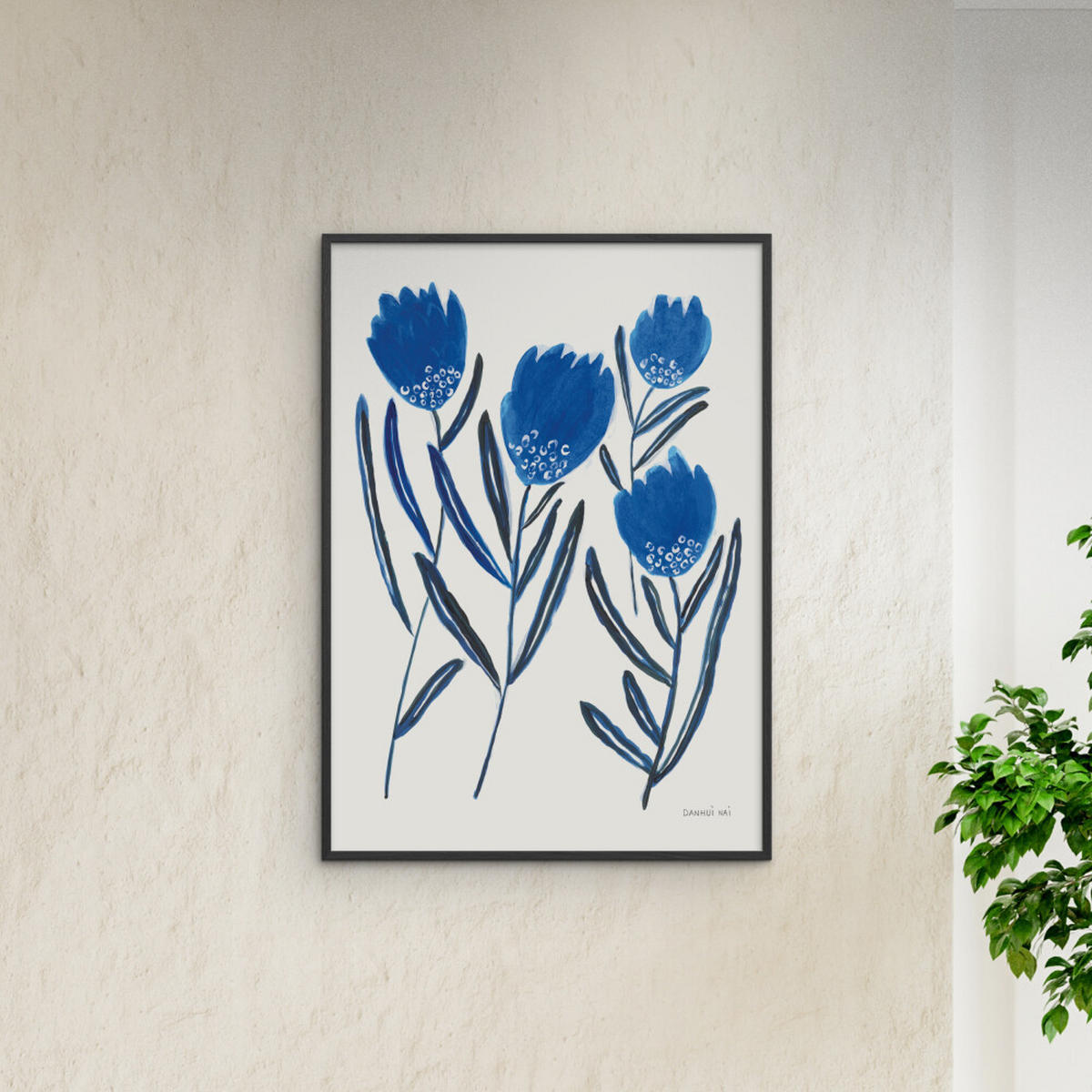 POSTER mit Rahmen Wild Apple - Borrowed and Blue II - Blau/Schwarz, Holz/Papier (70/100cm) - Poster&Frame