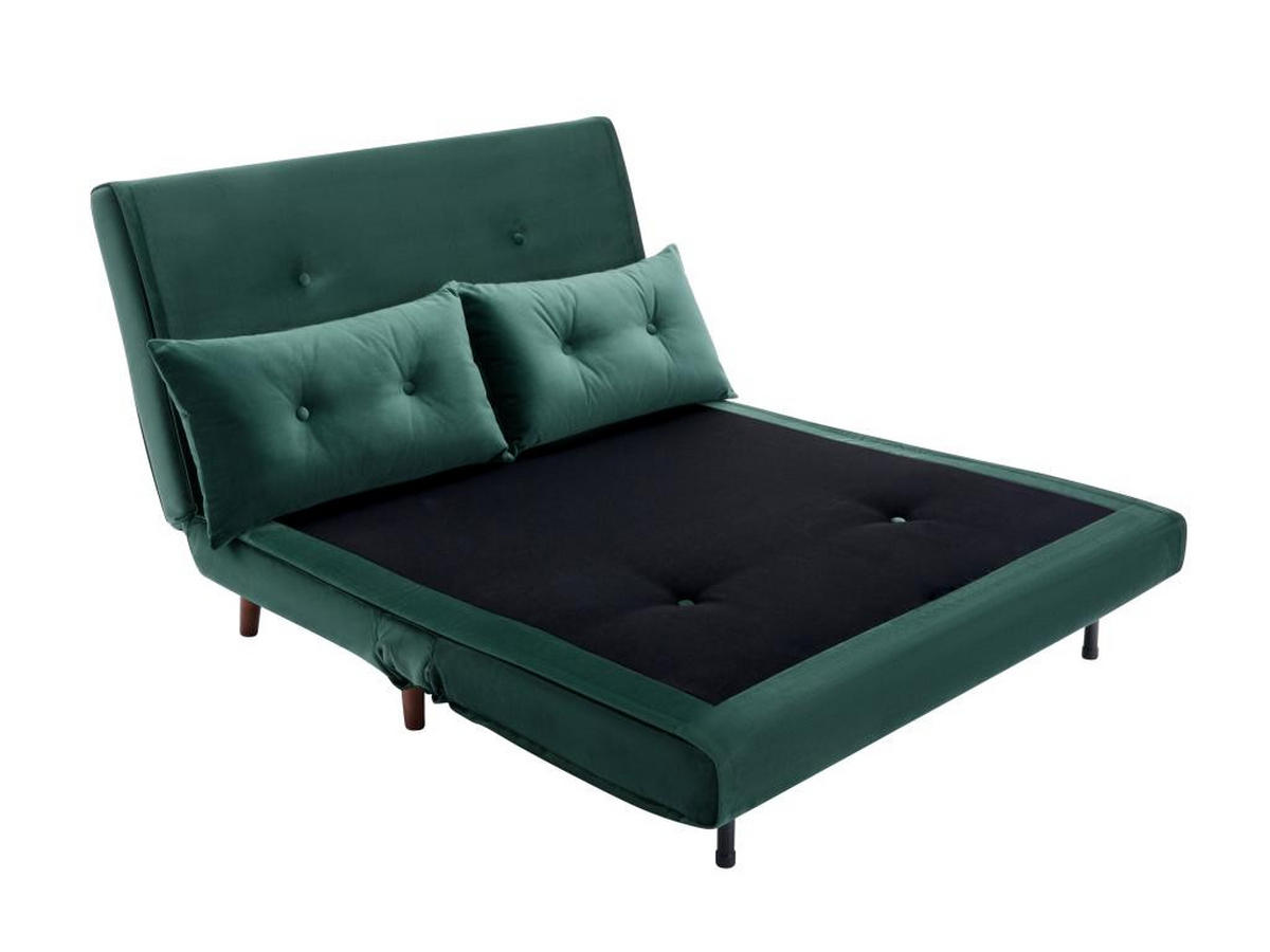 SOFA 2-Sitzer mit Schlaffunktion - Samt - Tannengrün - URIBIA - Grün, Textil (91/81/121cm) - Vente-Unique