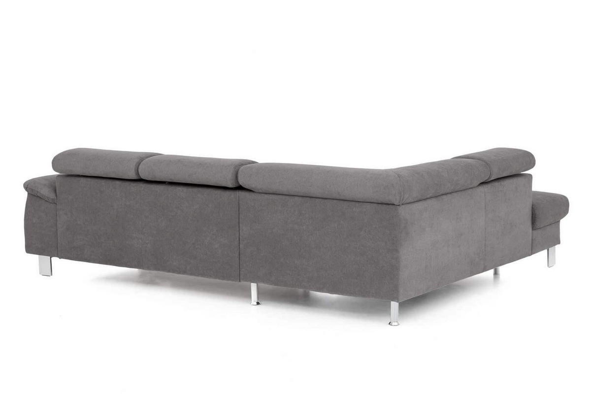 ECKSOFA mit Schlaffunktion und Bettkasten - Chromfarben/Grau, Holz/Textil (249/207cm) - Cotta