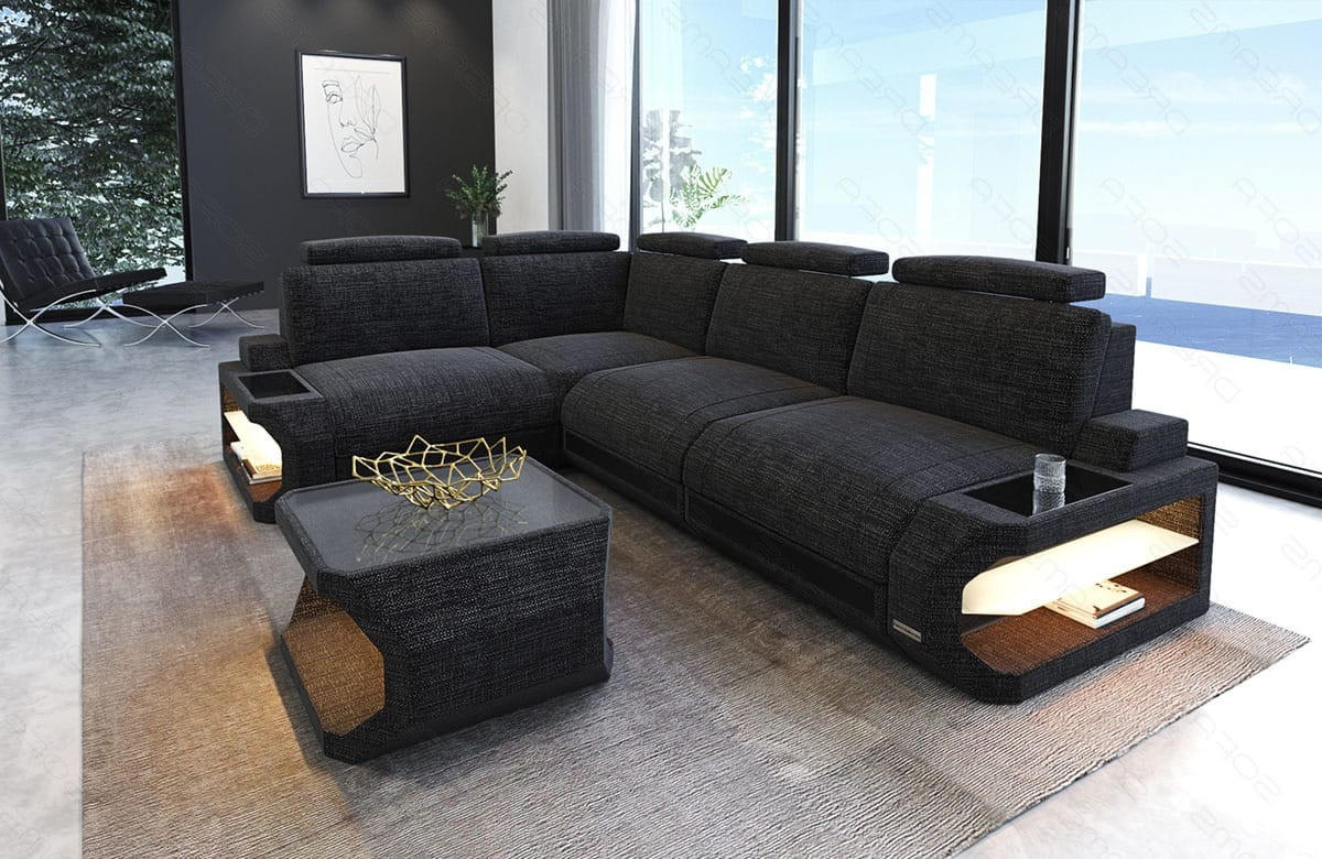 ECKSOFA Siena Schwarzgrau Schwarz Strukturstoff - Schwarz, Kunststoff (272/272cm)