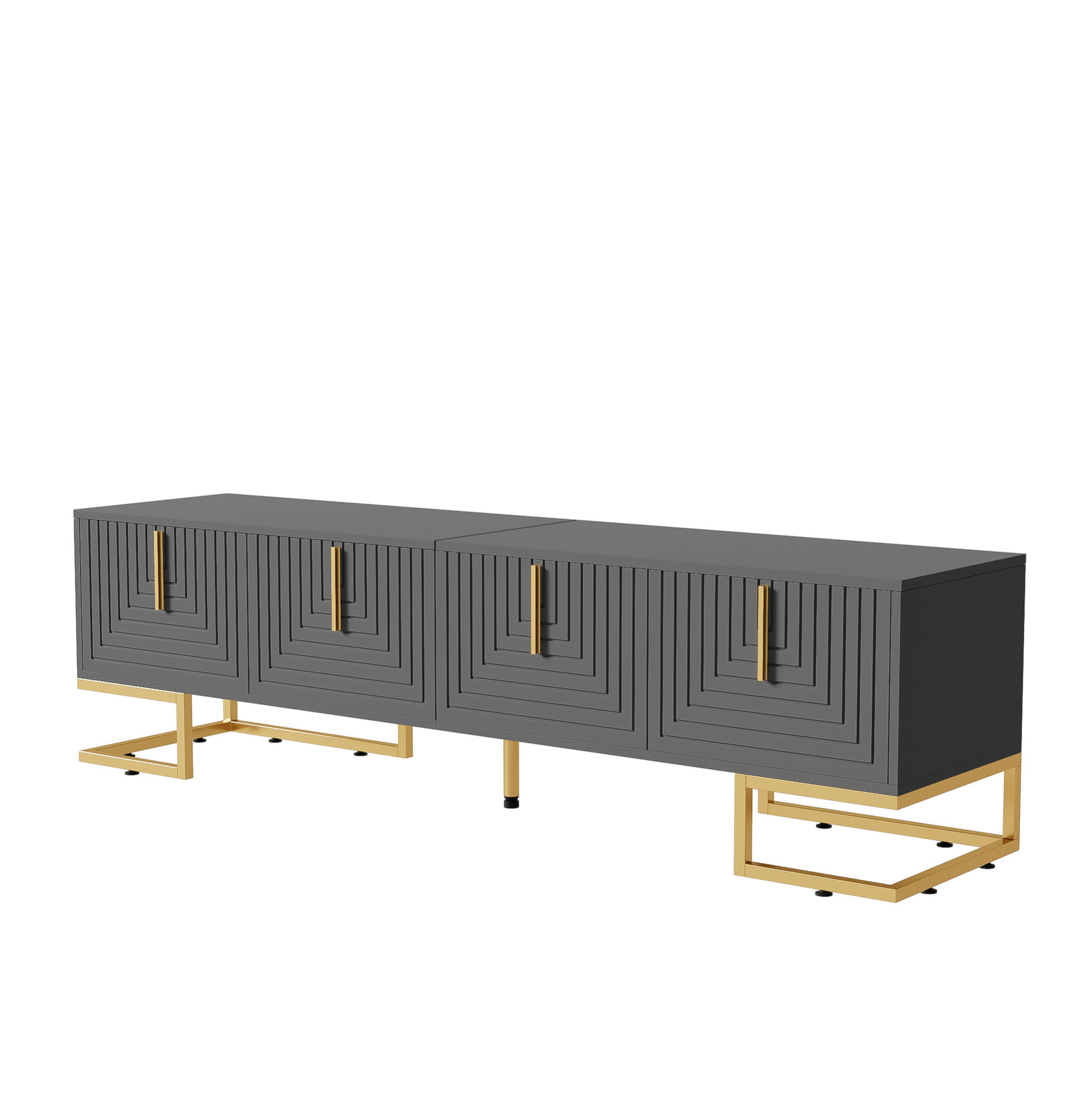 LOWBOARD 170/40/45.5 cm grauschwarz aus Spanplatte mit 4 Türen - Grau, Holzwerkstoff (40/45.5/170cm) - OKMYHOME