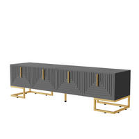 LOWBOARD 170/40/45.5 cm grauschwarz aus Spanplatte mit 4 Türen - Grau, Holzwerkstoff (40/45.5/170cm) - OKMYHOME
