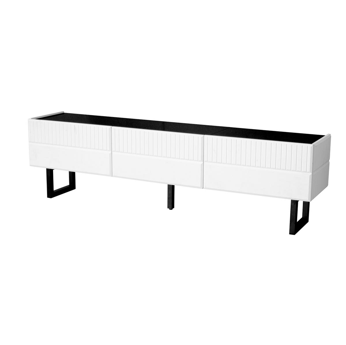 COUCHTISCH- und TV-Möbel-Set aus MDF und Holzwerkstoff 170x35x47 / 110x50,5x41 cm Schwarz/Weiß mit Stauraum und Hochglanzplatte - Schwarz, Holzwerkstoff (170/47/35cm) - Modfu