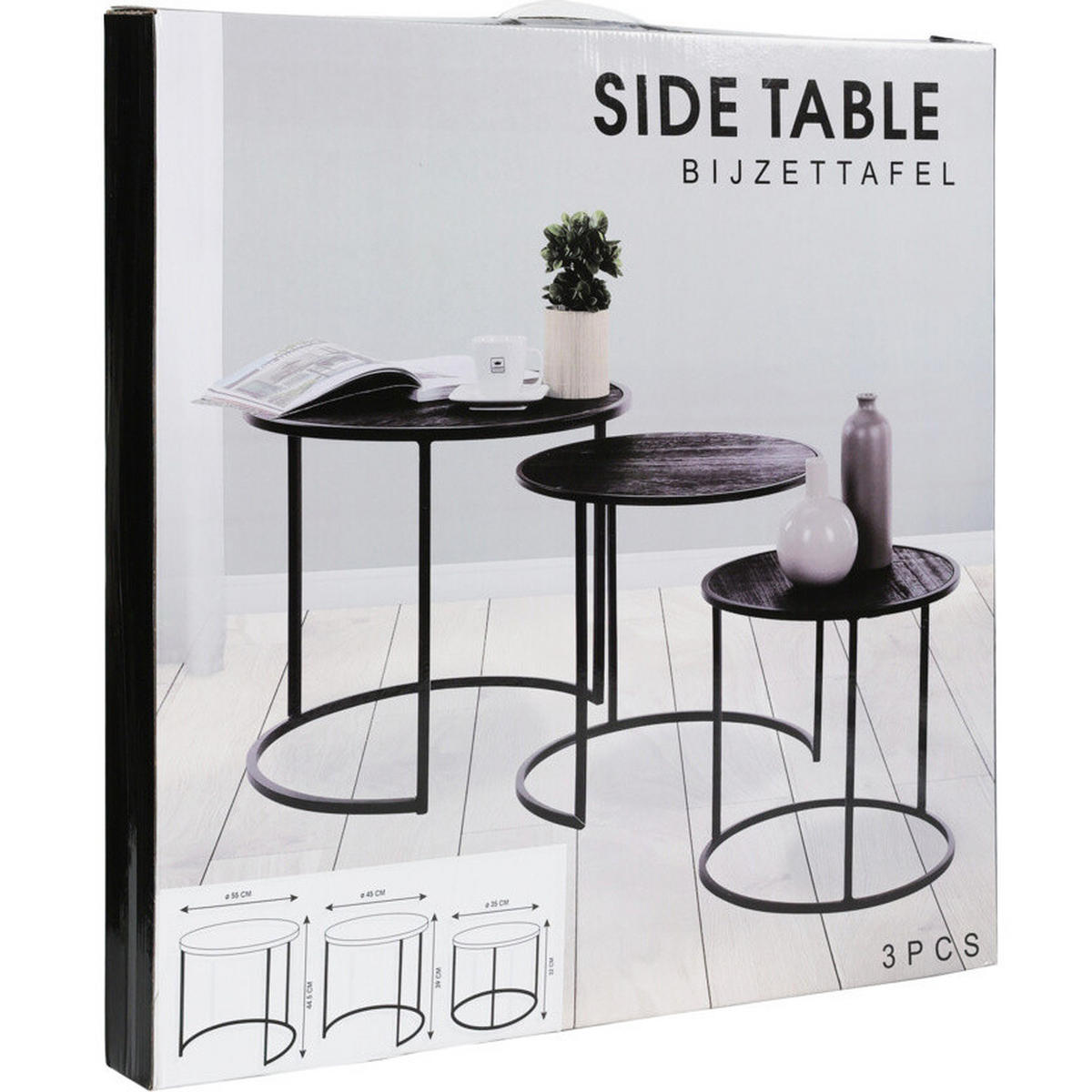 COUCHTISCHE 3er-Set Movo rund Schwarz - Schwarz, Holzwerkstoff (55/55.5/44.5cm) - Home Styling Collection