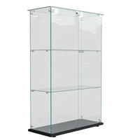 GLASVITRINE Schwarz Mit LED, 2 Türen, 3 Regalen & Schloss - Schwarz, Holz (35/123.3/78.5cm)