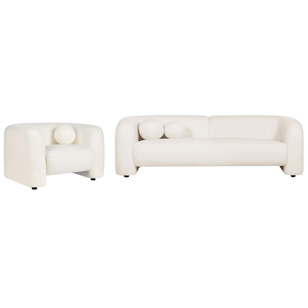 Thumbnail - Beliani 4-Sitzer-Sofa, Weiß, Textil, 83x83x224 cm, Wohnzimmer, Sofas & Couches, Sitzgarnituren