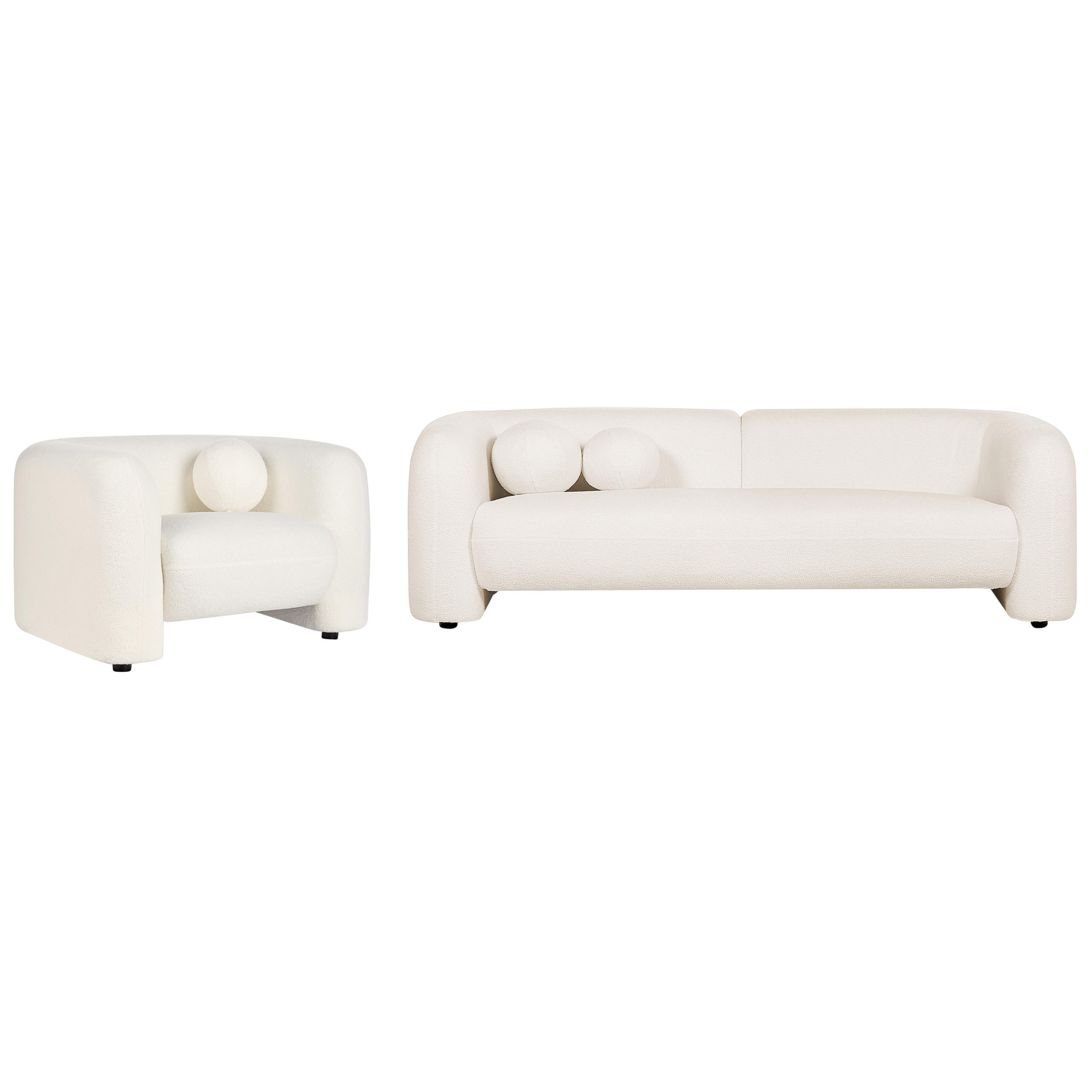 4-SITZER-SOFA SET Bouclé weiß Leiren - Weiß, Textil (83/83/224cm) - Beliani