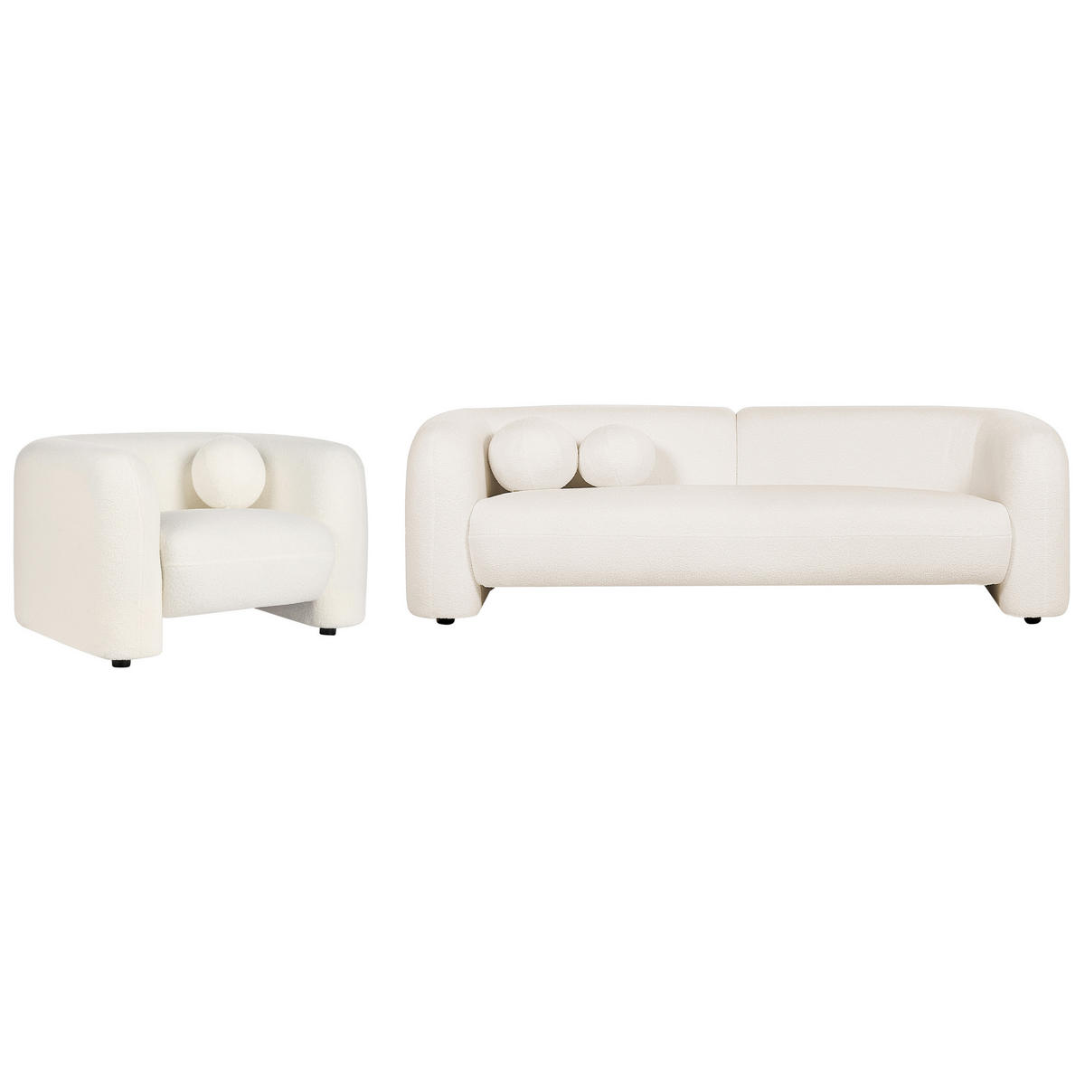 4-SITZER-SOFA SET Bouclé weiß Leiren - Weiß, Textil (83/83/224cm) - Beliani